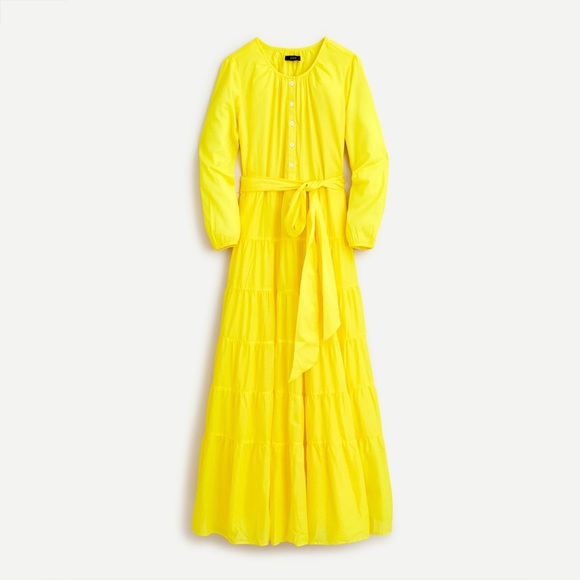 J. Crew Dresses & Skirts - J. Crew Belted Button Up Yellow Maxi Dress Small